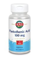 Pantothenic Acid 100 мг (Пантотеновая Кислота) 100 таблеток (KAL)