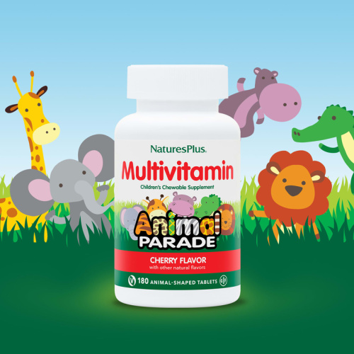 Multivitamin Animal Parade (Детские мультивитамины) 180 таблеток (NaturesPlus) (Вишня) фото 3