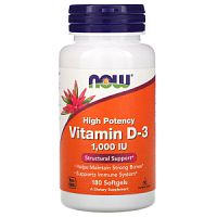 Vitamin D-3 1000 IU (Витамин Д-3 25 мкг) 180 капс (Now Foods)