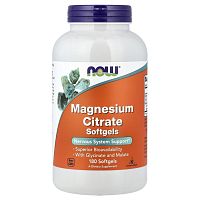 Magnesium Citrate (Цитрат магния) 180 мягких капсул (Now Foods)
