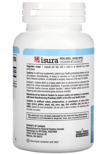 NAC 600 мг (N-Ацетил L-Цистеин) 60 вег. капсул (Natural Factors) фото 2