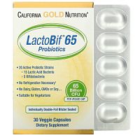 LactoBif Probiotic (Пробиотики 65 млрд КОЕ) 30 капсул (California Gold Nutrition)