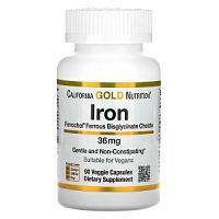 Iron Ferrochel (железо бисглицинат) 36 мг 90 капсул (California Gold Nutrition)