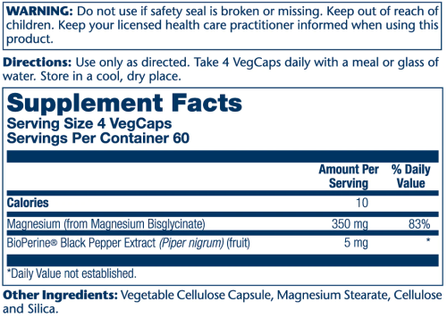 Magnesium Glycinate 350 мг (Глицинат Магния) 240 вег капсул (Solaray) фото 4