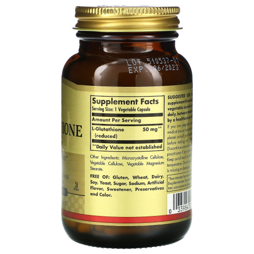 L-Glutathione 50 мг Reduced (восстановленный L-Глутатион) 90 вег капсул (Solgar) фото 2 L-Glutathione 50 мг Reduced (восстановленный L-Глутатион) 90 вег капсул (Solgar) фото 2
