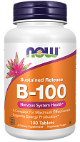 B-100 Complex Sustained Release (Б-100 комплекс длительного высвобождения) 100 таблеток (NOW Foods)