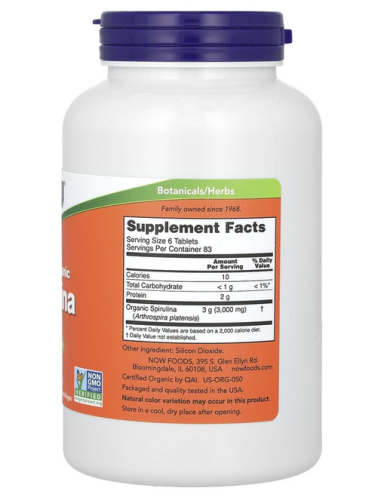Spirulina 500 мг 500 табл (NOW) фото 2