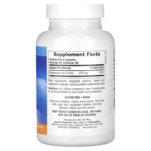 Magnesium Citrate KalmAssure (Магний цитрат) 420 мг 120 капсул (NaturesPlus) фото 2