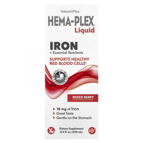 Hema-Plex Liquid Iron (жидкое железо) 250 мл ягодный вкус (NaturesPlus)