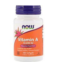 Vitamin A 10000 МЕ (Витамин А) 100 мягких капсул (Now Foods) 