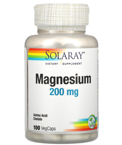 Magnesium Amino Acid Chelate 200 mg (Магний 200 мг) 100 вег. капсул (Solaray) фото 8