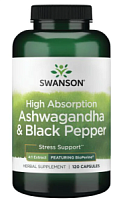 Ashwagandha & Black Pepper (Ашваганда и Черный перец) 120 капсул (Swanson)