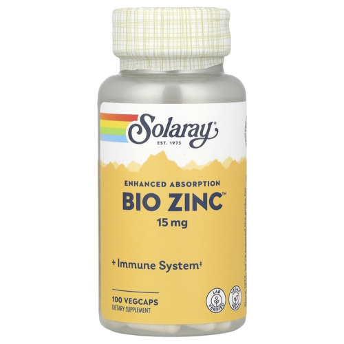Bio Zinc 15 мг (Цинк) 100 растительных капсул (Solaray)