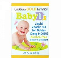 Liquid Vitamin D-3 for baby (жидкий Витамин Д-3) 10 мкг (400 IU) 10 мл (California Gold Nutrition)