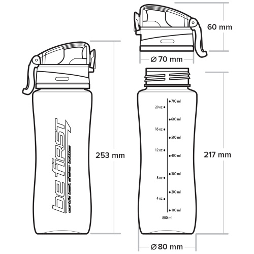 Бутылка для воды 800 мл хаки (WB10-800) (Be First) фото 4