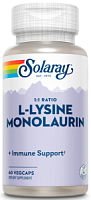 L-Lysine Monolaurin 500 mg 1:1 RATIO (L-Лизин 500 мг Монолаурин 500 мг) 60 вег капсул (Solaray)