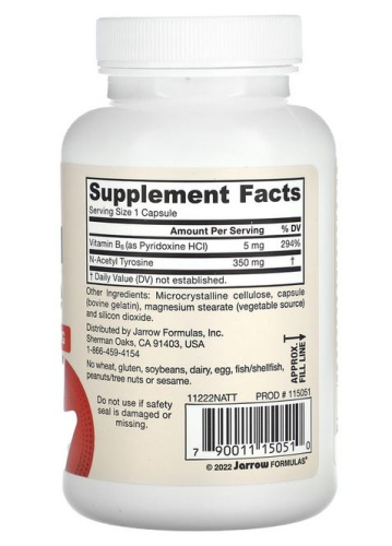 N-Acetyl Tyrosine 350 мг (N-ацетилтирозин) 120 капсул (Jarrow Formulas) фото 2