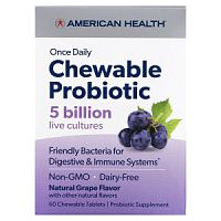Chewable Probiotic 5 Billion (Жевательные Пробиотики) 60 таблеток (American Health)