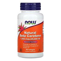 Natural Beta Carotene 25000 IU (Бета Каротин) 90 гел капс (срок годности 05/2023) (Now Foods)