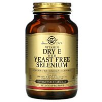 Dry E with Yeast Free Selenium (Сухая форма витамина Е с бездрожжевым селеном) 100 капсул (Solgar)