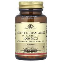 Methylcobalamin 1000 мкг (Сублингвальный Метилкобаламин витамин B12) 30 табл (Solgar)