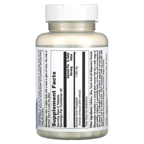 Bromelain 1000 мг (Бромелаин) 90 таблеток (KAL) фото 2