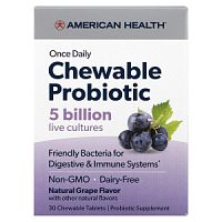 Chewable Probiotic 5 Billion (Жевательные Пробиотики) 30 таблеток (American Health)